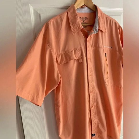 Salt Life Shirt Size XL Live Salty SLX Performance Stretch Fishing Orange Vented - Picture 6 of 11